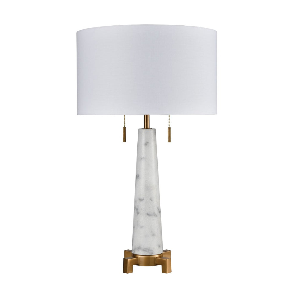 Atlas Rocket 27'' High 2-Light Table Lamp - Elegant Aged Brass & Marble, Perfect for Modern Spaces PL11216-WH
