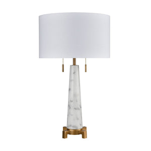 Atlas Rocket 27'' High 2-Light Table Lamp - Elegant Aged Brass & Marble, Perfect for Modern Spaces PL11216-WH