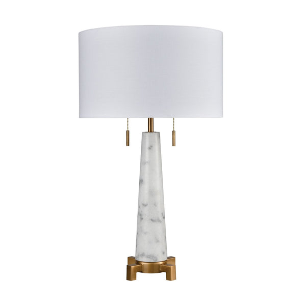 Atlas Rocket 27'' High 2-Light Table Lamp - Elegant Aged Brass & Marble, Perfect for Modern Spaces PL11216-WH