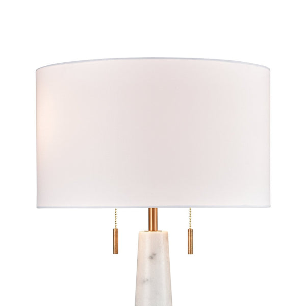 Atlas Rocket 27'' High 2-Light Table Lamp - Elegant Aged Brass & Marble, Perfect for Modern Spaces PL11216-WH
