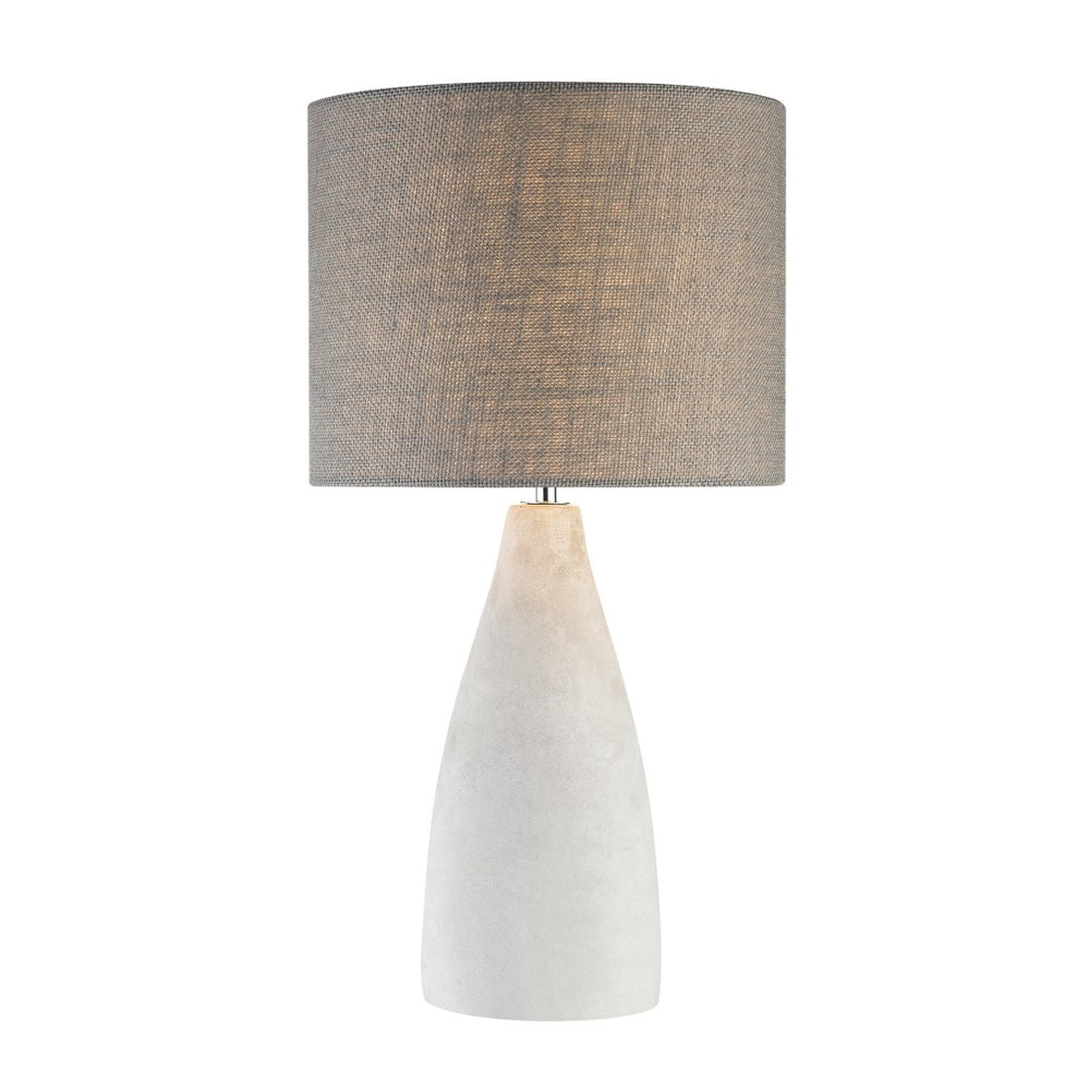 Atlas Rockport 21'' High Table Lamp - Handcrafted Polished Concrete Base with Dark Taupe Burlap Shade PL11218-GY