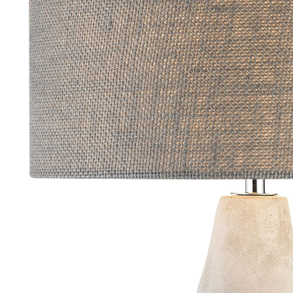 Atlas Rockport 21'' High Table Lamp - Handcrafted Polished Concrete Base with Dark Taupe Burlap Shade PL11218-GY
