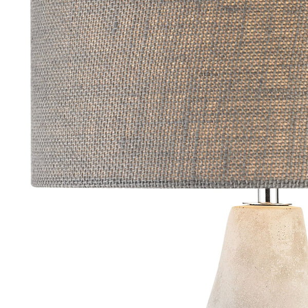 Atlas Rockport 21'' High Table Lamp - Handcrafted Polished Concrete Base with Dark Taupe Burlap Shade PL11218-GY