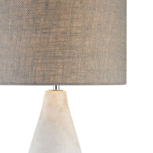Atlas Rockport 21'' High Table Lamp - Handcrafted Polished Concrete Base with Dark Taupe Burlap Shade PL11218-GY