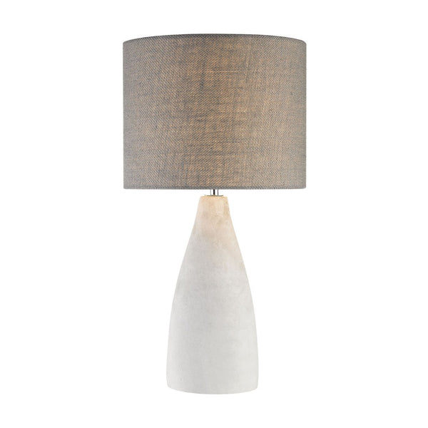 Atlas Rockport 21'' High Table Lamp - Handcrafted Polished Concrete Base with Dark Taupe Burlap Shade PL11218-GY