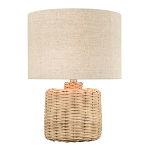 Atlas Roscoe 18'' High Table Lamp - Handcrafted Rattan, Oatmeal Linen Shade for Coastal & Organic Decor PL11219-NA