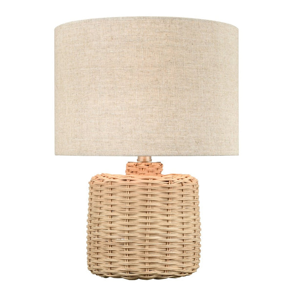 Atlas Roscoe 18'' High Table Lamp - Handcrafted Rattan, Oatmeal Linen Shade for Coastal & Organic Decor PL11219-NA