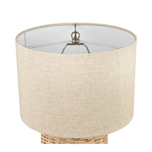 Atlas Roscoe 18'' High Table Lamp - Handcrafted Rattan, Oatmeal Linen Shade for Coastal & Organic Decor PL11219-NA