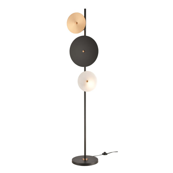 Atlas Salsarium 63'' High 3-Light Floor Lamp - Modern Design with Matte Black, Brass Accents & Marble Base PL11222-BK