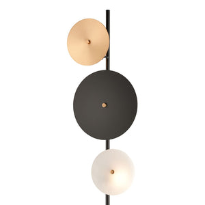 Atlas Salsarium 63'' High 3-Light Floor Lamp - Modern Design with Matte Black, Brass Accents & Marble Base PL11222-BK