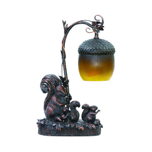 Atlas Squirrel Acorn Table Lamp - 14.5" High Rustic Bronze Accent Light for Cozy Indoor Spaces PL11226-BZ