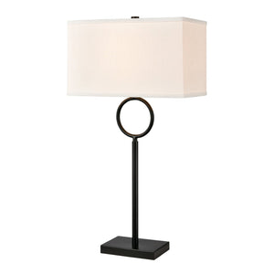 Atlas Staffa 29'' High Buffet Lamp - Contemporary Matte Black Metal with Textured Linen Shade Elegance PL11227-BK