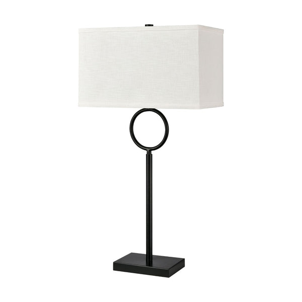 Atlas Staffa 29'' High Buffet Lamp - Contemporary Matte Black Metal with Textured Linen Shade Elegance PL11227-BK