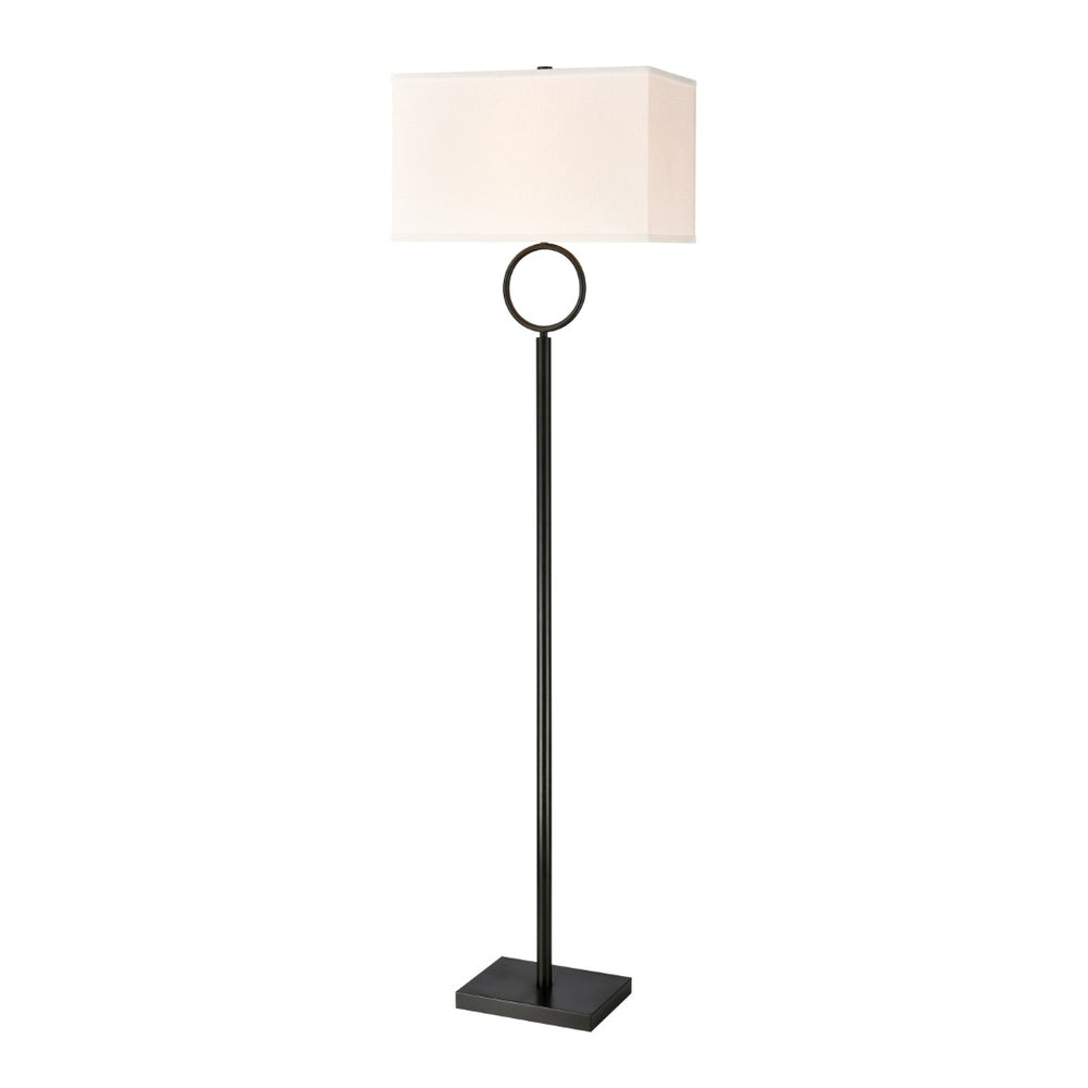 Atlas Staffa 62'' High Minimalist Floor Lamp - Matte Black with Textured Linen Shade for Modern Spaces PL11228-BK