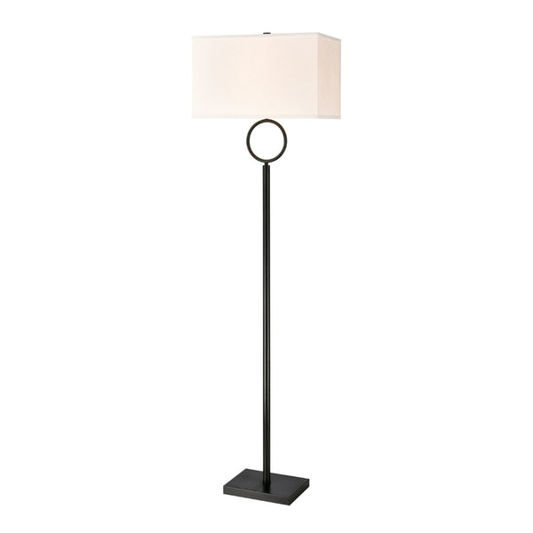 Atlas Staffa 62'' High Minimalist Floor Lamp - Matte Black with Textured Linen Shade for Modern Spaces PL11228-BK