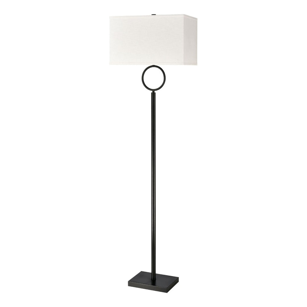 Atlas Staffa 62'' High Minimalist Floor Lamp - Matte Black with Textured Linen Shade for Modern Spaces PL11228-BK