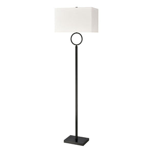 Atlas Staffa 62'' High Minimalist Floor Lamp - Matte Black with Textured Linen Shade for Modern Spaces PL11228-BK