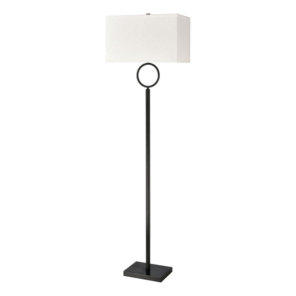Atlas Staffa 62'' High Minimalist Floor Lamp - Matte Black with Textured Linen Shade for Modern Spaces PL11228-BK