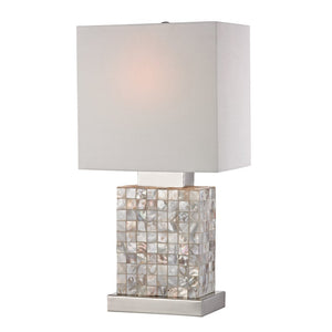 Atlas Sterling 17'' Coastal Elegance Table Lamp - Chrome, Mother-of-Pearl Shell, Soft Diffused Lighting PL11229-NA