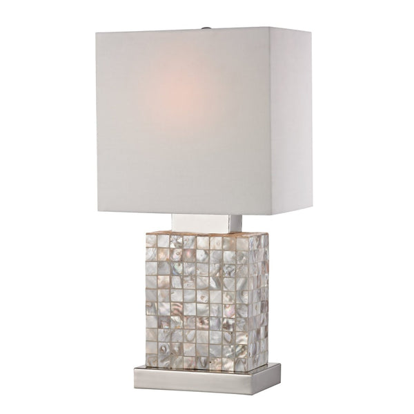 Atlas Sterling 17'' Coastal Elegance Table Lamp - Chrome, Mother-of-Pearl Shell, Soft Diffused Lighting PL11229-NA