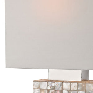 Atlas Sterling 17'' Coastal Elegance Table Lamp - Chrome, Mother-of-Pearl Shell, Soft Diffused Lighting PL11229-NA