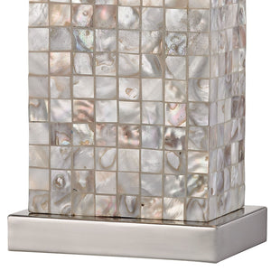 Atlas Sterling 17'' Coastal Elegance Table Lamp - Chrome, Mother-of-Pearl Shell, Soft Diffused Lighting PL11229-NA