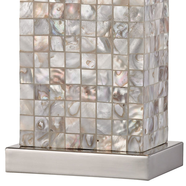 Atlas Sterling 17'' Coastal Elegance Table Lamp - Chrome, Mother-of-Pearl Shell, Soft Diffused Lighting PL11229-NA