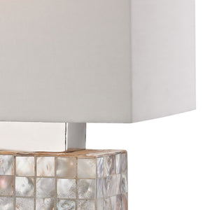 Atlas Sterling 17'' Coastal Elegance Table Lamp - Chrome, Mother-of-Pearl Shell, Soft Diffused Lighting PL11229-NA