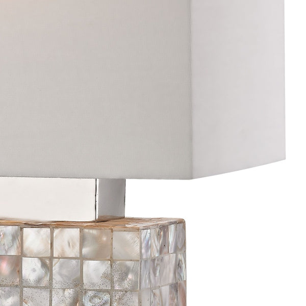 Atlas Sterling 17'' Coastal Elegance Table Lamp - Chrome, Mother-of-Pearl Shell, Soft Diffused Lighting PL11229-NA