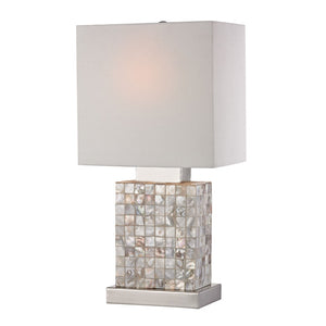 Atlas Sterling 17'' Coastal Elegance Table Lamp - Chrome, Mother-of-Pearl Shell, Soft Diffused Lighting PL11229-NA