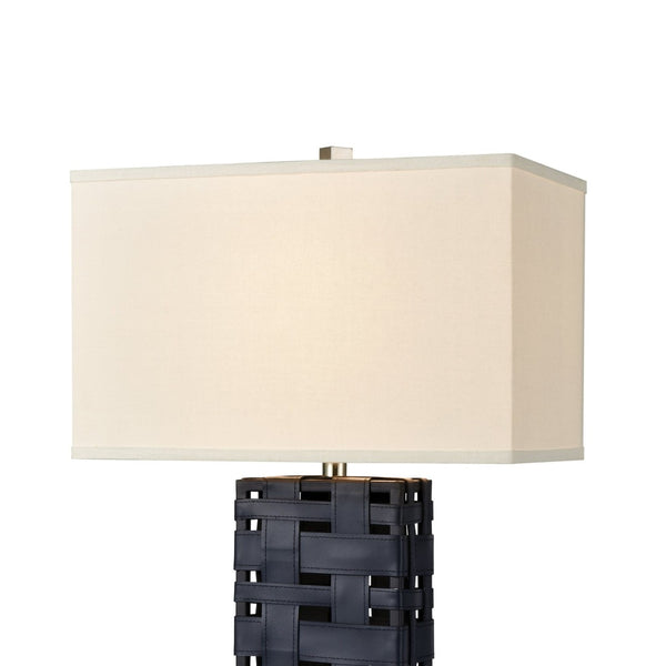 Atlas Strapped Down 32" High Navy Table Lamp with Faux-Leather Weave for Modern Home Décor Accent PL11230-BL