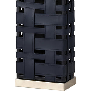 Atlas Strapped Down 32" High Navy Table Lamp with Faux-Leather Weave for Modern Home Décor Accent PL11230-BL