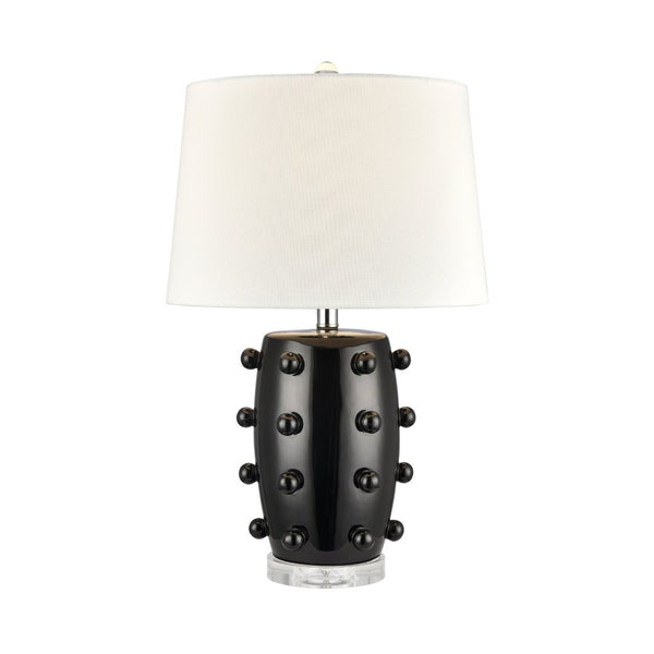 Atlas Torny 25'' High Table Lamp - Modern Earthenware Design with Crystal Base for Contemporary Spaces Black PL11232-BK