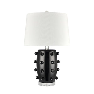 Atlas Torny 25'' High Table Lamp - Modern Earthenware Design with Crystal Base for Contemporary Spaces Black PL11232-BK