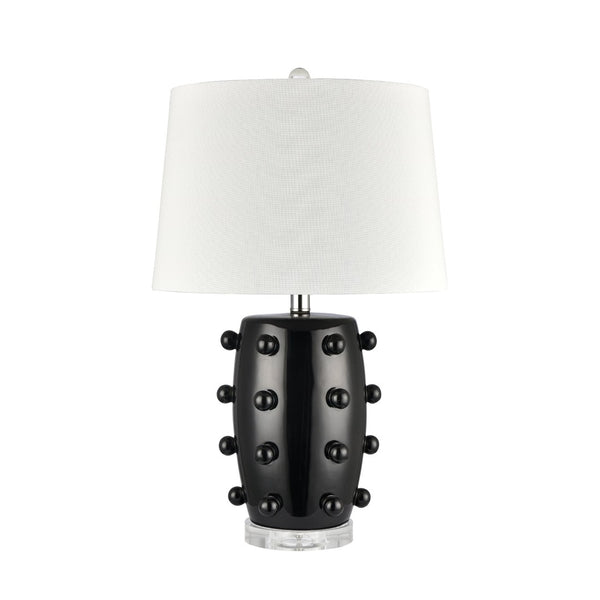 Atlas Torny 25'' High Table Lamp - Modern Earthenware Design with Crystal Base for Contemporary Spaces Black PL11232-BK