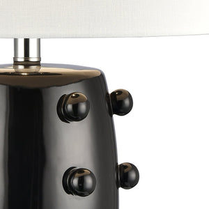 Atlas Torny 25'' High Table Lamp - Modern Earthenware Design with Crystal Base for Contemporary Spaces Black PL11232-BK