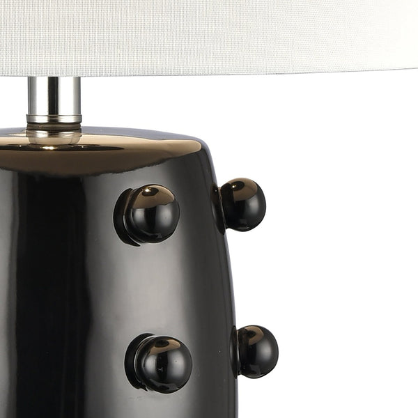 Atlas Torny 25'' High Table Lamp - Modern Earthenware Design with Crystal Base for Contemporary Spaces Black PL11232-BK