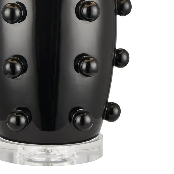 Atlas Torny 25'' High Table Lamp - Modern Earthenware Design with Crystal Base for Contemporary Spaces Black PL11232-BK
