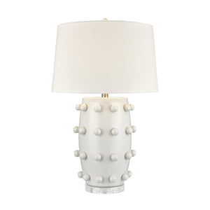 Atlas Torny 25'' High Table Lamp - Modern Earthenware Design with Crystal Base for Contemporary Spaces White PL11232-WH