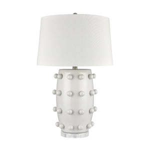 Atlas Torny 25'' High Table Lamp - Modern Earthenware Design with Crystal Base for Contemporary Spaces White PL11232-WH