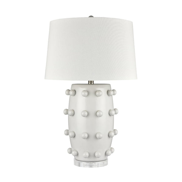 Atlas Torny 25'' High Table Lamp - Modern Earthenware Design with Crystal Base for Contemporary Spaces White PL11232-WH