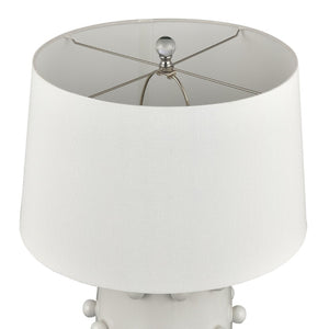 Atlas Torny 25'' High Table Lamp - Modern Earthenware Design with Crystal Base for Contemporary Spaces White PL11232-WH