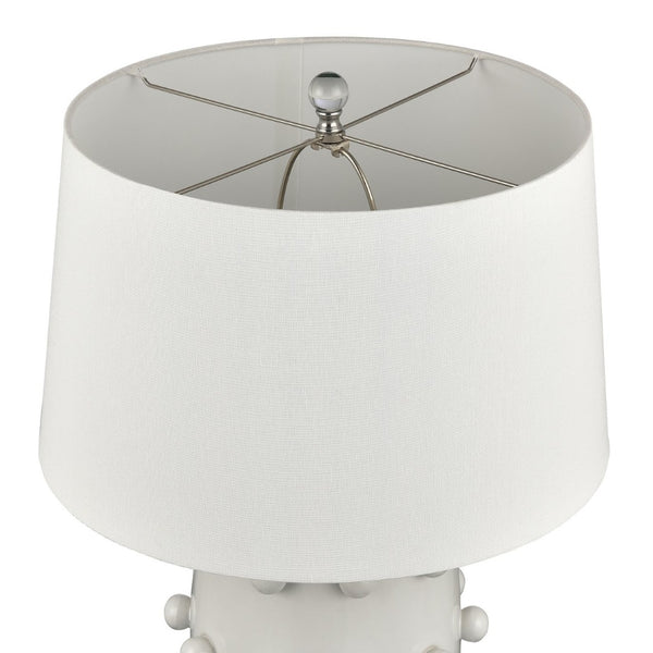 Atlas Torny 25'' High Table Lamp - Modern Earthenware Design with Crystal Base for Contemporary Spaces White PL11232-WH