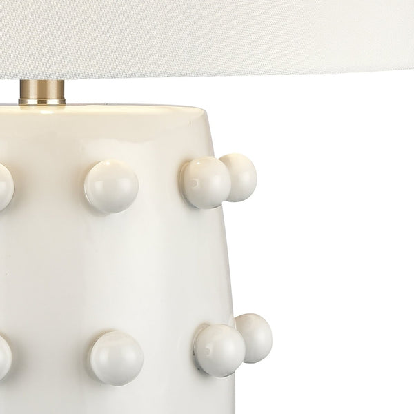 Atlas Torny 25'' High Table Lamp - Modern Earthenware Design with Crystal Base for Contemporary Spaces White PL11232-WH