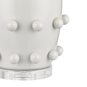 Atlas Torny 25'' High Table Lamp - Modern Earthenware Design with Crystal Base for Contemporary Spaces White PL11232-WH
