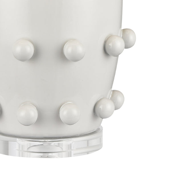Atlas Torny 25'' High Table Lamp - Modern Earthenware Design with Crystal Base for Contemporary Spaces White PL11232-WH