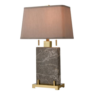 Atlas Windsor 27" High 2-Light Table Lamp - Luxe Grey Marble & Honey Brass for Elegant Interiors PL11237-GY