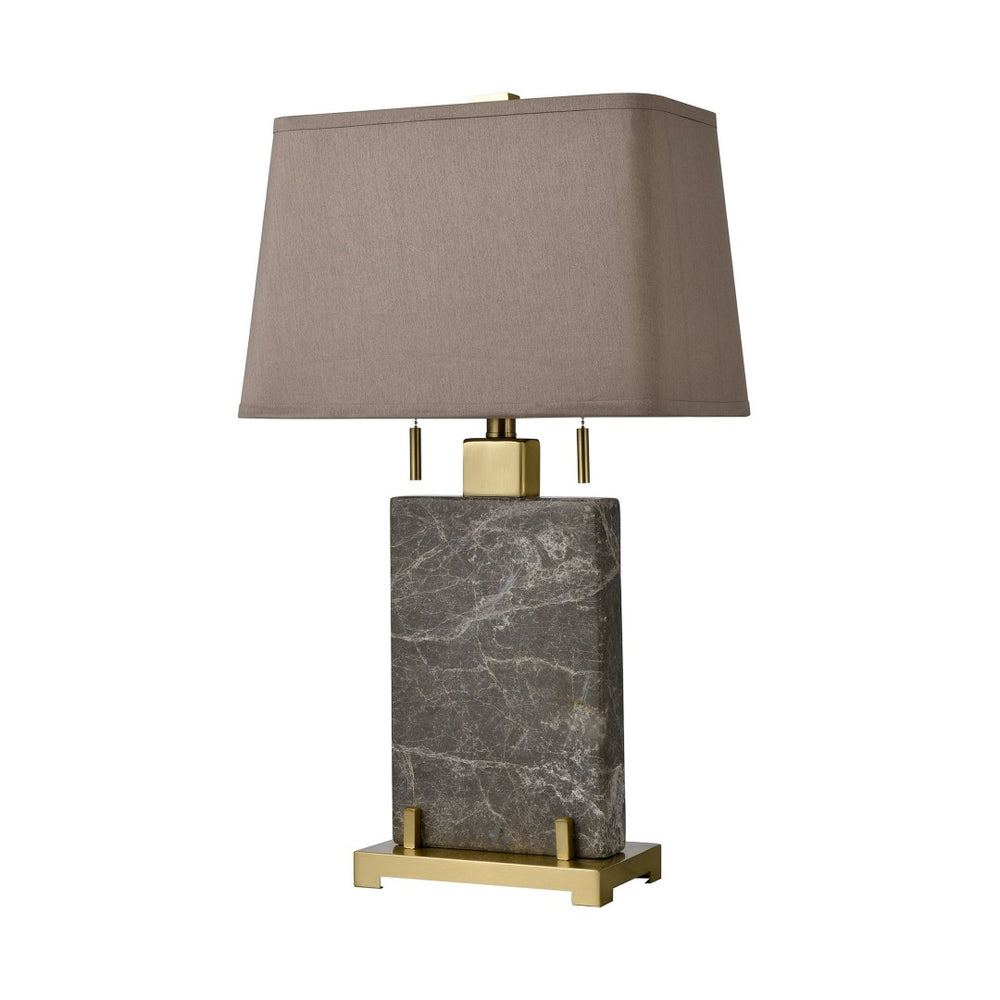Atlas Windsor 27" High 2-Light Table Lamp - Luxe Grey Marble & Honey Brass for Elegant Interiors PL11237-GY