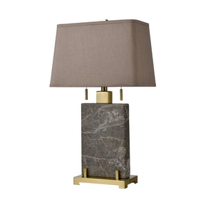 Atlas Windsor 27" High 2-Light Table Lamp - Luxe Grey Marble & Honey Brass for Elegant Interiors PL11237-GY