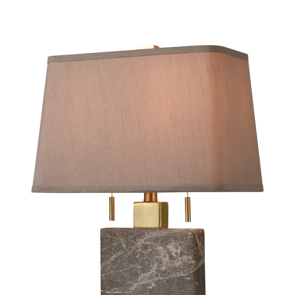 Atlas Windsor 27" High 2-Light Table Lamp - Luxe Grey Marble & Honey Brass for Elegant Interiors PL11237-GY